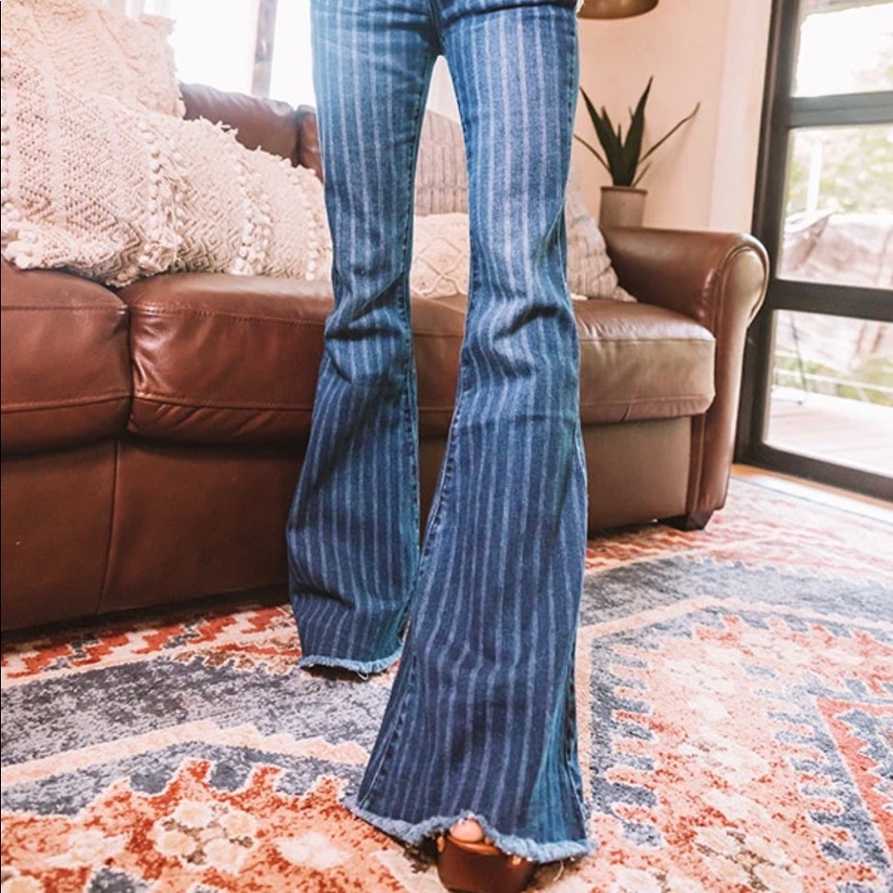 Striped Flare Jeans 28